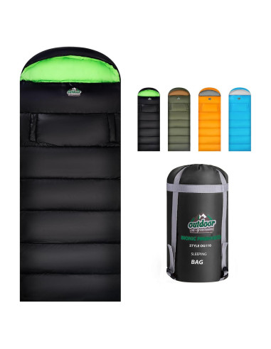 Saco de dormir outdoor on-green 4 estaciones 208x81cm negro