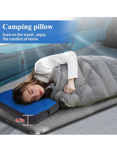 Almohada Inflable de Camping UWILLION Grande 61x38 cm Azul