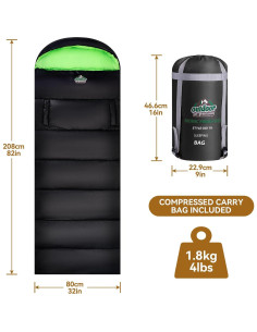 Saco de dormir outdoor on-green 4 estaciones 208x81cm negro 2