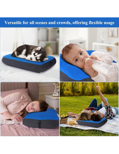 Almohada Inflable de Camping UWILLION Grande 61x38 cm Azul