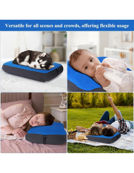 Almohada Inflable de Camping UWILLION Grande 61x38 cm Azul
