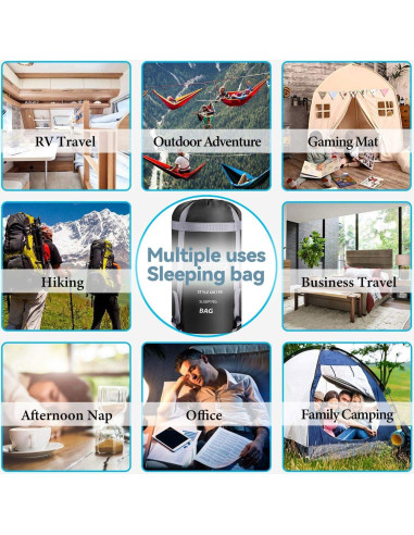 Saco de dormir outdoor on-green 4 estaciones 208x81cm negro