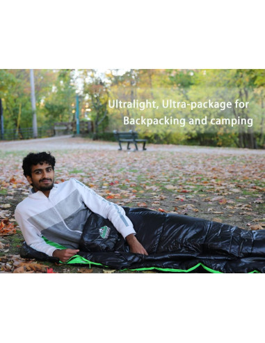 Saco de dormir outdoor on-green 4 estaciones 208x81cm negro