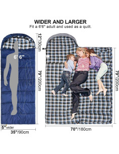 Saco de Dormir REDCAMP XL de Franela 2lbs Azul 230x90cm 2