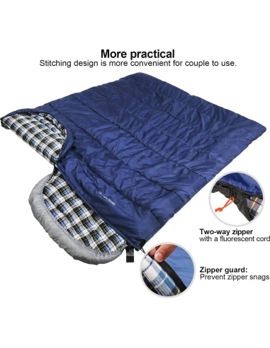 Saco de Dormir REDCAMP XL de Franela 2lbs Azul 230x90cm