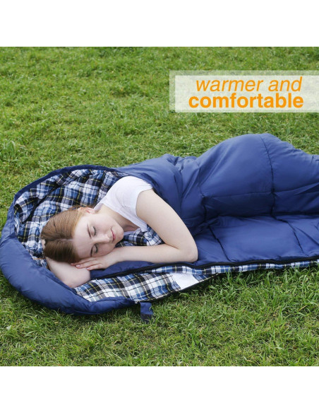 Saco de Dormir REDCAMP XL de Franela 2lbs Azul 230x90cm