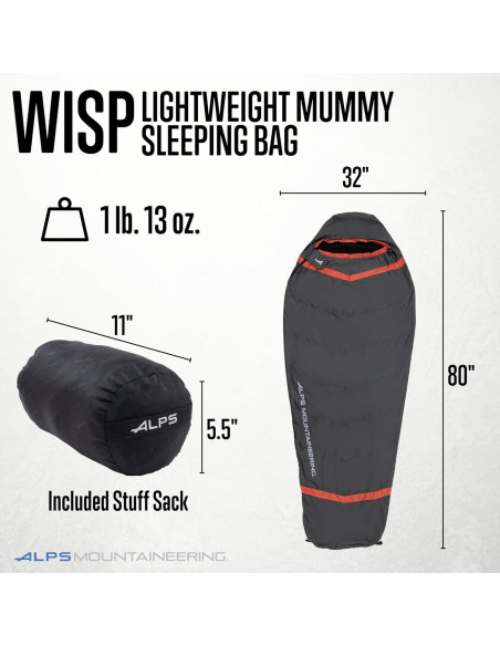 Saco de dormir ALPS Mountaineering Wisp 1 Persona Carbón/Rojo