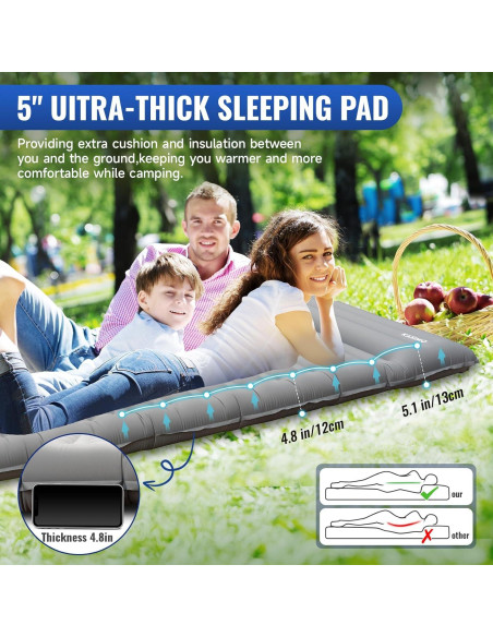 Almohadilla de Dormir Doble KASIMO 198x140cm con Bomba Integrada