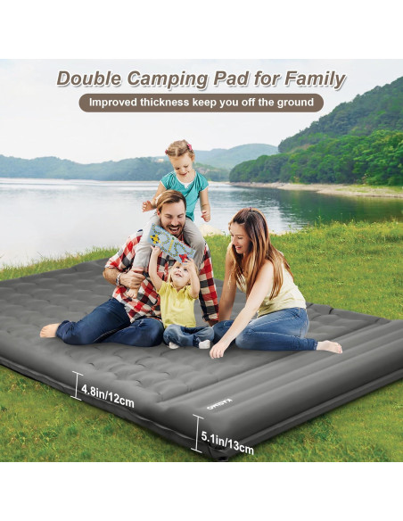 Almohadilla de Dormir Doble KASIMO 198x140cm con Bomba Integrada