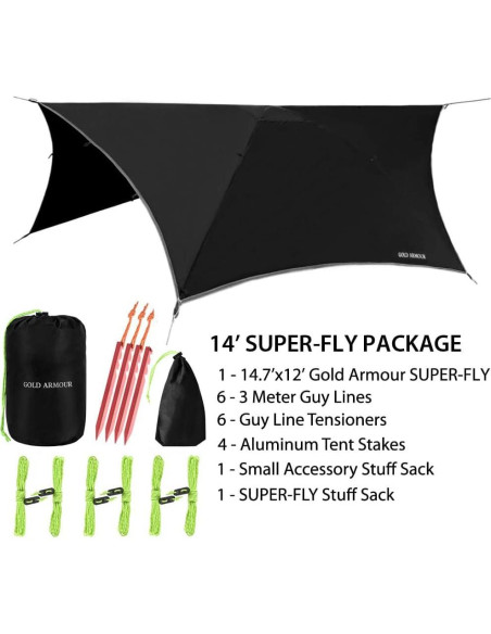 Toldo Impermeable Gold Armour para Camping y Hamaca 5,000 mm