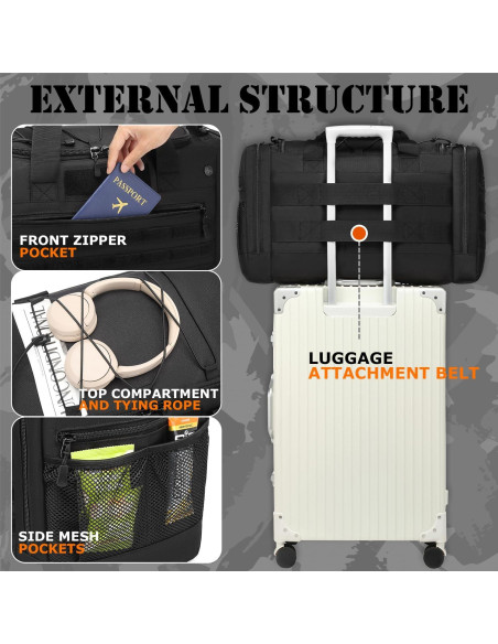 Bolsa de viaje táctica BISKLNDN 45L negra unisex