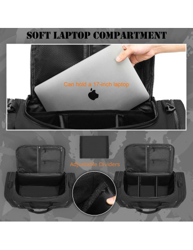 Bolsa de viaje táctica BISKLNDN 45L negra unisex