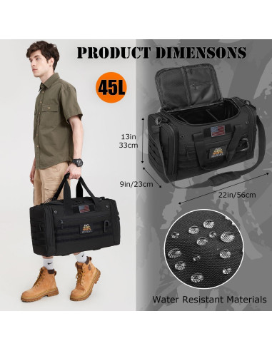 Bolsa de viaje táctica BISKLNDN 45L negra unisex