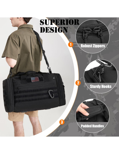 Bolsa de viaje táctica BISKLNDN 45L negra unisex