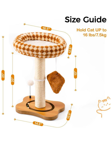 Poste Rascador para Gatos Mewoo con Cama y Juguetes Mediano