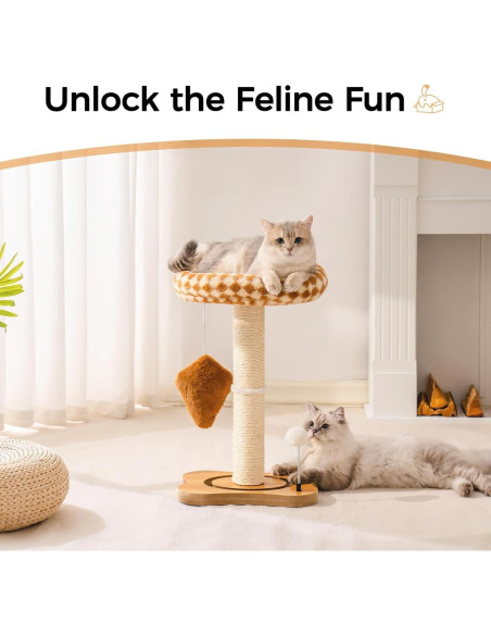 Poste Rascador para Gatos Mewoo con Cama y Juguetes Mediano