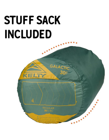 Saco de Dormir Kelty Galactic 30 Relleno Plumas Verde Pato