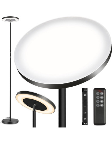 Lámpara de Pie LED OUTON Torchiere Regulable 180 cm Negro