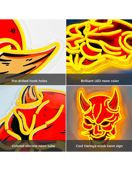 Luz de Neón Hannya GGK 30.99x42.93cm Decoración