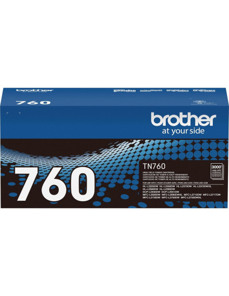 Cartucho de Tóner Negro Brother TN760 Alto Rendimiento 3000 Páginas