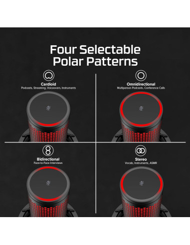 Micrófono USB HyperX QuadCast 2 para Juegos y Streaming - Negro