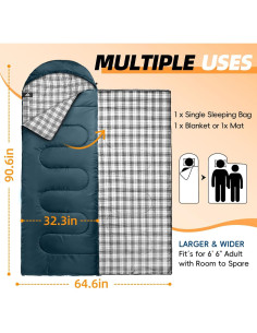 Saco de Dormir MEREZA Flannel XL 4 Estaciones 229.9x81.8cm 2