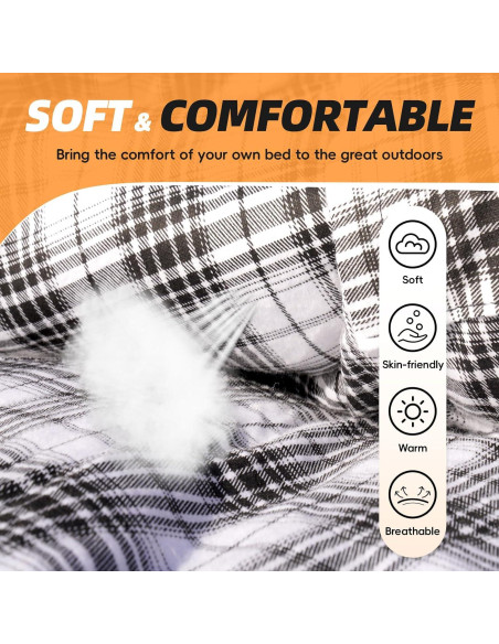 Saco de Dormir MEREZA Flannel XL 4 Estaciones 229.9x81.8cm