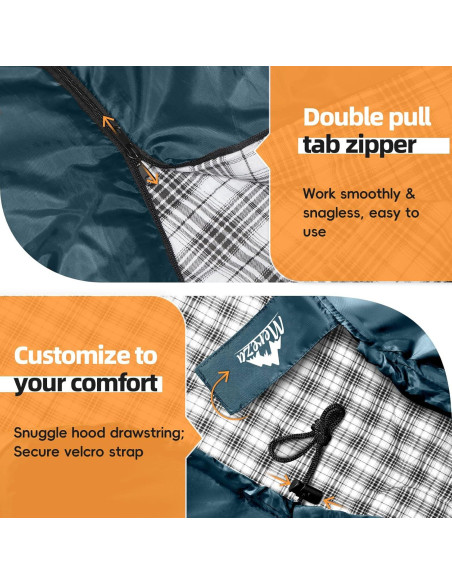 Saco de Dormir MEREZA Flannel XL 4 Estaciones 229.9x81.8cm