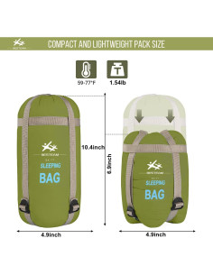 Saco de dormir WERTYCITY para clima cálido 1 persona 0.7 kg 2