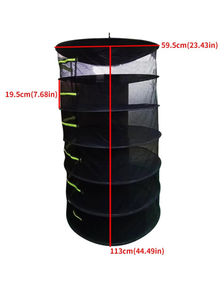 Red de Secado de Hierbas 6 Capas Miayaya con Cremalleras Verdes