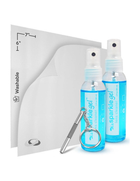 Kit de limpieza de gafas OPTIPAK - 2x2oz spray + 2 paños + destornillador
