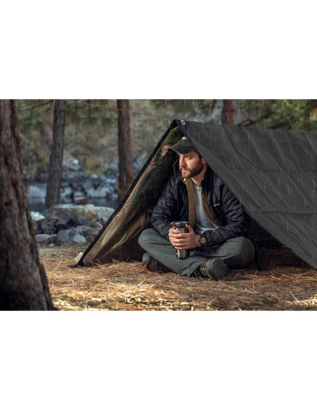 Tarp de Supervivencia Arcturus XL Negro 2.6m x 3.7m Impermeable