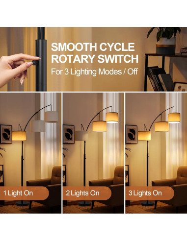 Lámpara de Pie LED Arc OUTON 3 Luces Ajustables 2400lm