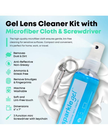 Kit de limpieza de gafas OPTIPAK - 2x2oz spray + 2 paños + destornillador
