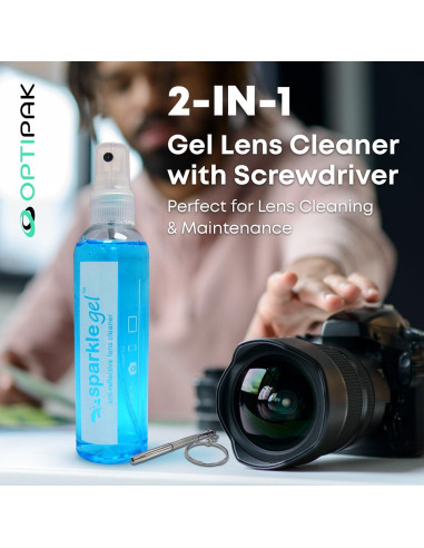 Kit de limpieza de gafas OPTIPAK - 2x2oz spray + 2 paños + destornillador