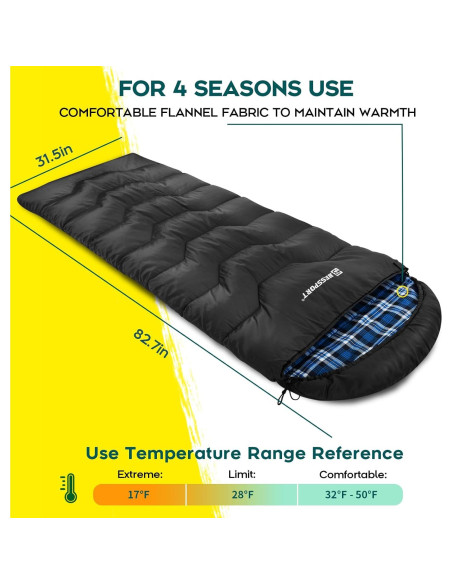 Saco de Dormir Bessport Grande Forrado de Franela -18C a 0C