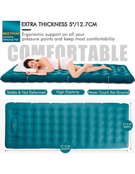Almohadilla Inflable MEETPEAK 5" Extra Gruesa para Camping