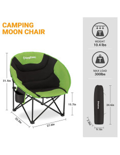 Silla Plegable KingCamp Saucer Acolchada 136 kg Negro/Verde 2