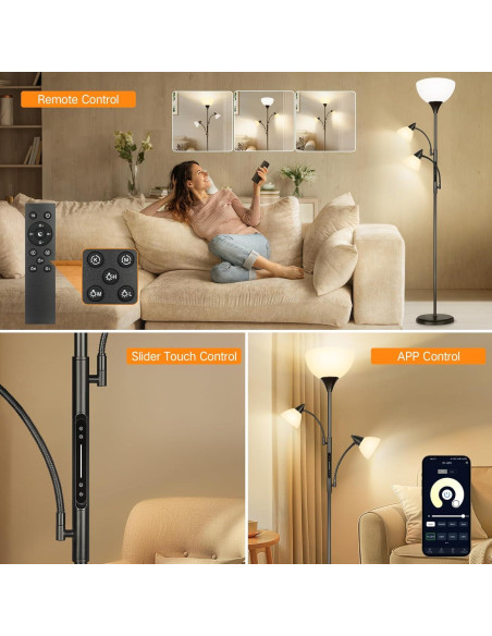 Lámpara de Pie Dimmable OUTON 3 Luces LED Control Remoto