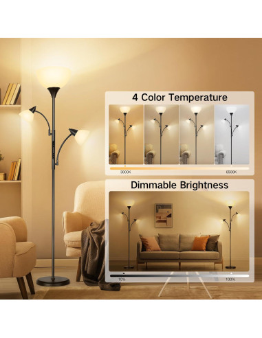 Lámpara de Pie Dimmable OUTON 3 Luces LED Control Remoto