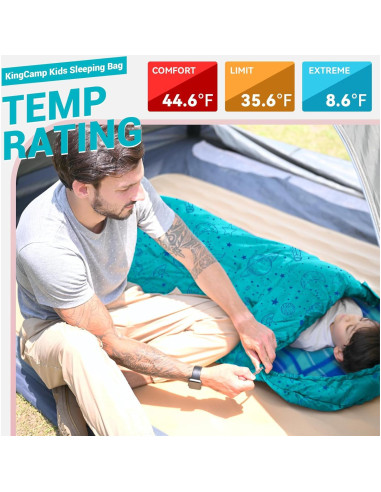 Saco de Dormir KingCamp para Niños 7C Impermeable 170x70cm