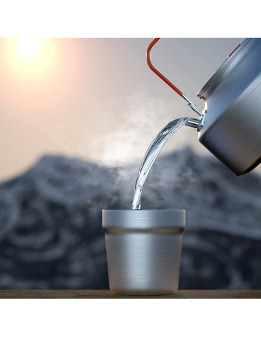 Juego de Tetera de Camping Lixada 1.1L con 2 Tazas de Acero