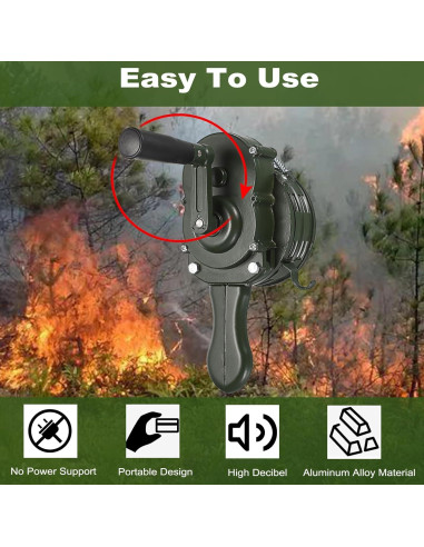 Sirena Manual de Manivela Sumnacon Verde Ajustable para Emergencias