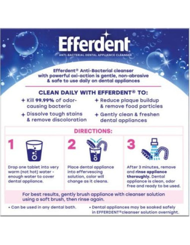 Tabletas Limpiadoras de Dentaduras Efferdent 44 Unidades