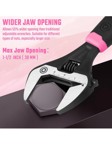 Llave Ajustable DURATECH 20 cm Boca Ancha Acero CR-V Ergonómica