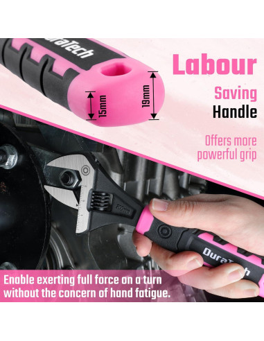 Llave Ajustable DURATECH 20 cm Boca Ancha Acero CR-V Ergonómica