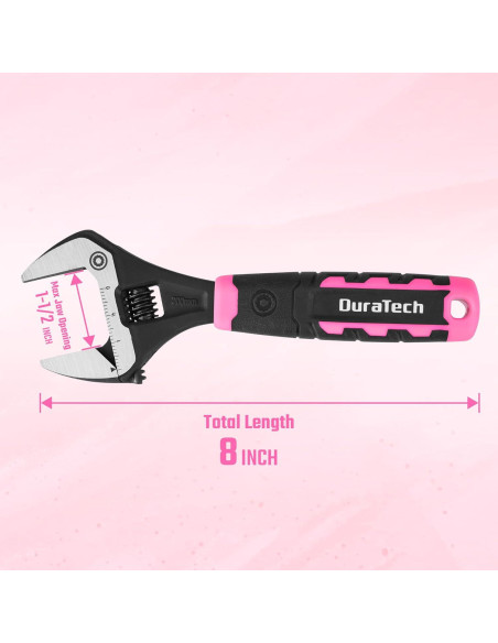 Llave Ajustable DURATECH 20 cm Boca Ancha Acero CR-V Ergonómica
