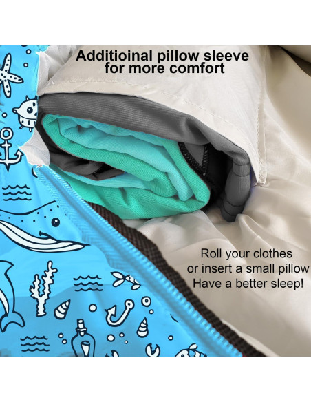 Saco de Dormir ANJ Outdoors Momia 4 Estaciones Niños Aqua