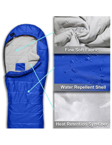 Saco de Dormir Tipo Momia AZITREK 0C XL Impermeable