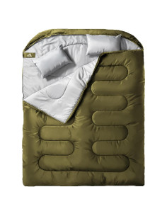Saco de Dormir Doble MEREZA XL para 2 Personas - Verde Ejército